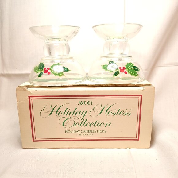 Vintage Avon Holiday Hostess Collection Holiday Candlesticks - Picture 1 of 5